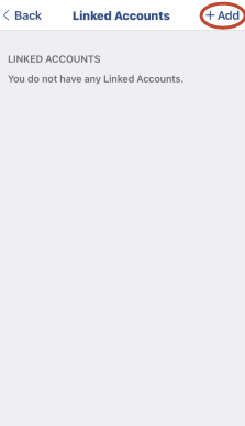 Screenshot of Add button for linked accounts